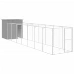 Dog House with Run Light Grey 165x863x181 cm Galvanised Steel 3189106