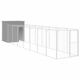 Dog House with Run Light Grey 165x863x181 cm Galvanised Steel 3189106