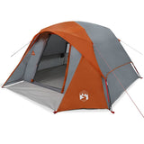 Family Tent Cabin 6-Person Grey and Orange Waterproof 4009564