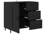 Sideboard Black Oak 69.5 x 34 x 90 cm Engineered Wood and Iron 881638