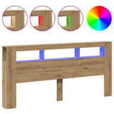 LED Headboard Artisan Oak 220x18.5x103.5 cm Engineered Wood 857695