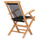 Garden Chair Set of 2 Black with wooden frame 49362