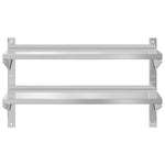 ZNTS 2-Tier Wall Shelf 100x40x60 cm Silver Stainless Steel 30309