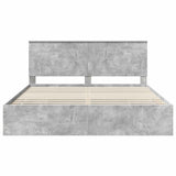 Bed Frame with Drawer Concrete Grey 200 x 200 cm Engineer Wood 3409429