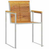 Sun Lounger 3 pcs Brown Solid Teak Wood and Stainless Steel 3334843