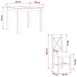Dining Set 3 pcs Beige Solid Oak Wood 3430327