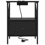 Bedside Cabinet with Drawer 2 pcs Black Oak 41.5 x 40.5 x 55 cm 859551