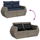 11 Piece Garden Sofa Set with Cushions Grey Poly Rattan Acacia 3326712