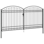 Fence gate with Lock Grey 400 x 200 cm Steel 42008945
