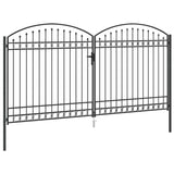 Fence gate with Lock Grey 400 x 200 cm Steel 42008945