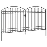 Fence Gate ASSEN 401 x 250 cm Steel Grey Lockable 42008945