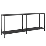 Console Table Black Tempered Glass, Powder-Coated Steel Large 331703