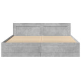 Bed Frame with Headboard without Mattress Concrete Grey 200x200 cm 3295537