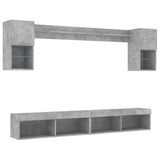 6 Piece TV Wall Units with LED Concrete Grey Engineered Wood 3216689