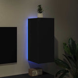 TV Wall Cabinet with LED Lights Black 30.5x35x70 cm 837234