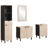 Bathroom Sets 4 pcs White Wash Finish Solid Mango Wood 3310032