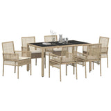 Garden Dining Set 7 pcs Beige Poly rattan 3334890