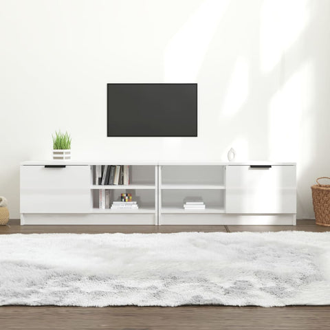 TV Cabinets 2 pcs High Gloss White 80x35x36.5cm Engineered Wood 811479
