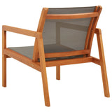 Garden Chair Grey, Natural Solid eucalyptus wood, Textilene 48697