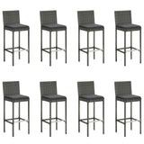 9 Piece Garden Bar Set with Cushions Poly Rattan Grey 3095443