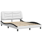 Bed Frame with LED without Mattress "Hvar" White and Black 140x190 cm 3213933