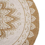 Area Rugs Floral Natural with White Print 100 x 152 cm Jute 42010825