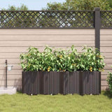 Garden Planter 4 pcs Brown 160 x 40 x 52 cm Plastic 42002834