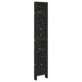 Room Divider 5 Panels Black Solid Wood Paulownia 358760