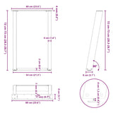 ZNTS vidXL Dining Table Legs U-Shaped 2 pcs White 60x cm Steel 4012789