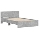 Bed Frame with Headboard and LED Concrete Grey 135x190 cm Double 3207633