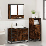 3 Piece Bathroom Furniture Set Smoked Oak Engineered Wood 3300992