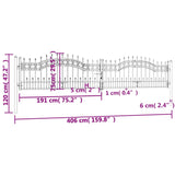 ZNTS Fence Gate with Spear Top Black 406x120 cm Powder-coated Steel 151099