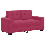 Sofa Set with Cushion 3 pcs Wine Red 221 x 78 x 80 cm Velvet 3324643