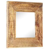 Hand-Carved Mirror 50x50x2.5 cm Solid Mango Wood 321647