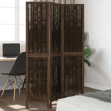 Room Divider 3 Panels Dark Brown Solid Wood Paulownia 358654