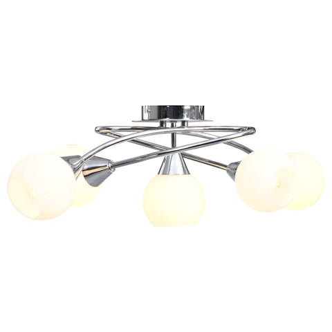 ZNTS Ceiling Lamp with Ceramic Shades for 5 E14 Bulbs White Bowl 289237