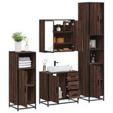 4 Piece Bathroom Furniture Set Brown Oak Engineered Wood 3301199