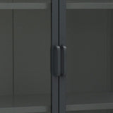 Highboard Anthracite 80x35x135 cm Steel and Tempered Glass 335885