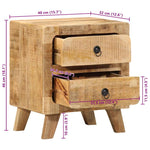 ZNTS Bedside Cabinet 2 pcs 40x32x46 cm Solid Wood Rough Mango 4104512