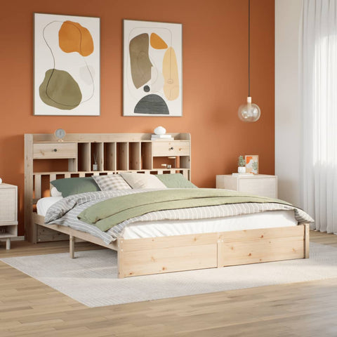 Bookcase Bed without Mattress 180x200cm Super King Solid Wood Pine 3322425