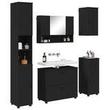 Bathroom Furniture Set 5 pcs Black Engineered Wood and Metal 3393074