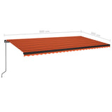 3069165 Manual Retractable Awning with LED 600x300 cm Orange and Brown