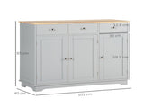Sideboard with Rubberwood Top and Adjustable Shelves for Dining Room, Kitchen - Grey T3398P378034