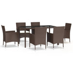7 Piece Garden Dining Set with Cushions Brown Poly Rattan 3187445