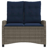 Reclining Garden Bench with Cushions Grey Poly Rattan 368233