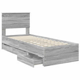 Bed Frame with Drawer Grey Sonoma 75 x 190 cm Engineer Wood 3410761