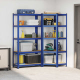 2 Piece 5-Layer Shelves Set Blue Steel&Engineered Wood 3307625