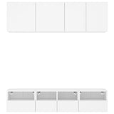 5 Piece TV Wall Units White Engineered Wood 3216511