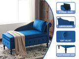 Velvet Chaise Lounge Sofa with Storage, Upholstered Chaise lounge Couch with Pillow for Living Room, N652P201198B