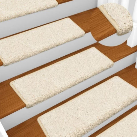 Stair Mats 15 pcs 65x21x4 cm White Rectangular Edge 134581